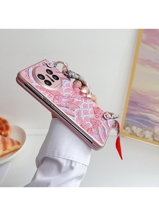 زبون جراب لهاتف Huawei Mate X3 / X5، جراب هاتف بتغطية كاملة مطرز بنقشة غيوم مواتية مع وشاح / سوار - Image 3