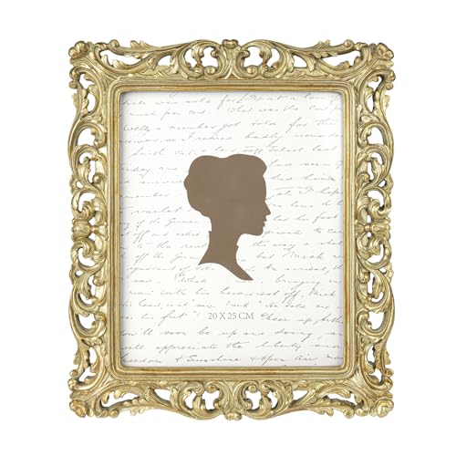 AELS 8x10 Inch Vintage Picture Frame Elegant Antique Photo Frames with Glass Front Photo Display Tabletop Wall Hanging Gift Ideas Gold Hollow Pattern - Image 1