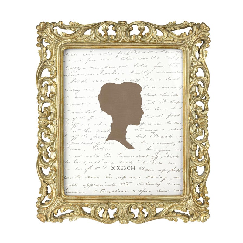 AELS 8x10 Inch Vintage Picture Frame Elegant Antique Photo Frames with Glass Front Photo Display Tabletop Wall Hanging Gift Ideas Gold Hollow Pattern - Image 2