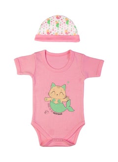 Babies Basic 5 Piece Unisex 100% Cotton Gift Set Include Bib, Romper, Mittens, Cap And Sleepsuit/Jumpsuit- Meowmaid  - Image 4