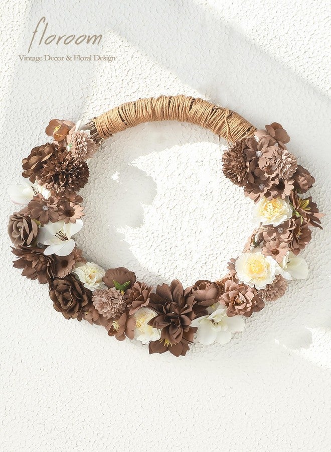 Floroom Mini Artificial Flower Heads Brown & Taupe Fake Peony Daisy Rose Multicolor Small Faux Silk Flower Heads for Cake Craft Garland Wedding Party Graduation Cap DIY Home Decoration, 0.8"-3.6" - Image 4