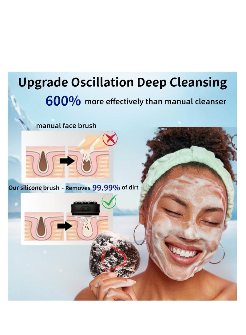 Zikra Rechargeable Waterproof Silicone Facial Cleansing Brush, Vibrating Exfoliator with 15 Modes & 5 Function Lights for Deep Cleansing and Massaging. Perfect for Exfoliation! - Image 2