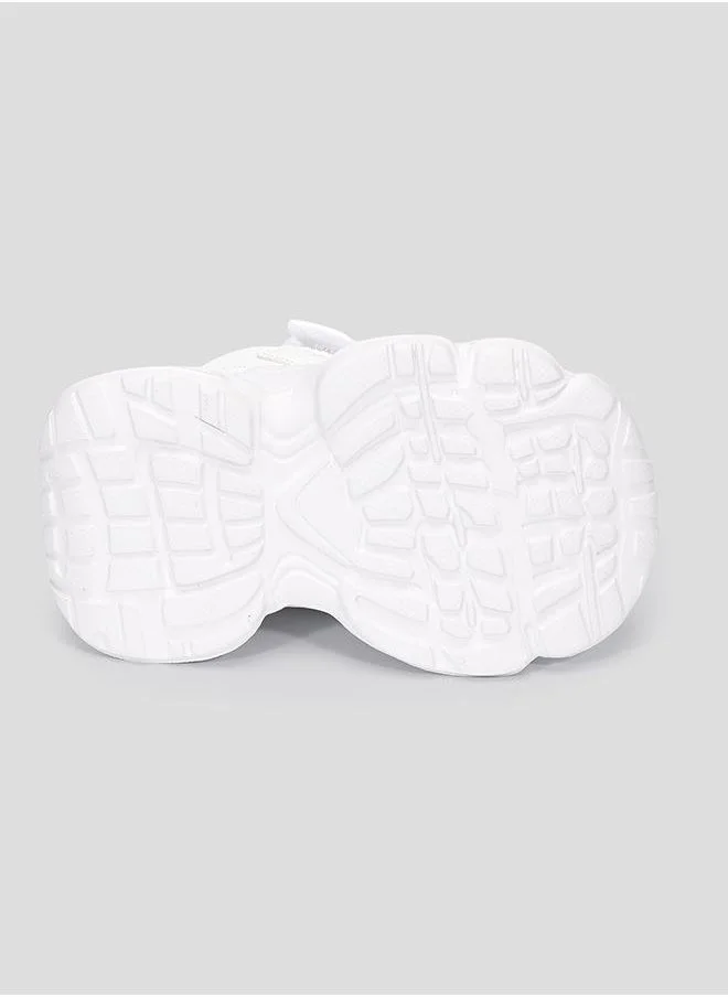 babyqlo White Sport School Sneakers with Loop Tab