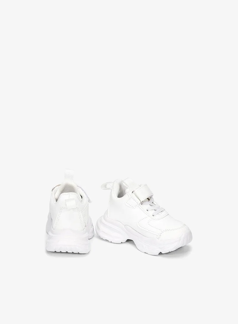 babyqlo White Sport School Sneakers with Loop Tab