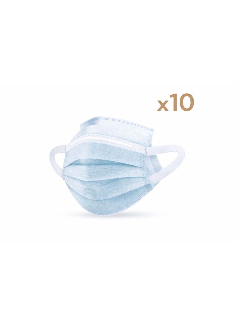 إيفوني كمامة طبية 3 طبقات لون أزرق – عبوة 10 قطع بحلقات أذن مرنة - Image 1