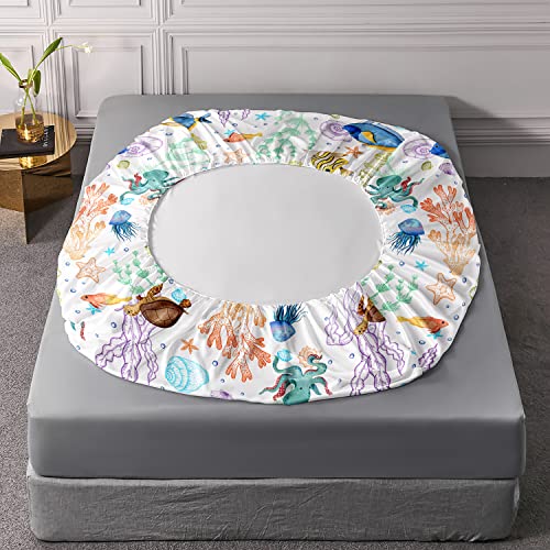 XYNHML Sea Turtle Fitted Sheet Tropical Fish Marine Life Bed Set Reptile Sea Animals Wildlife Bed Cover for Teens Adult Includes 1 Fitted Sheet,2 Pillowcases - Image 5