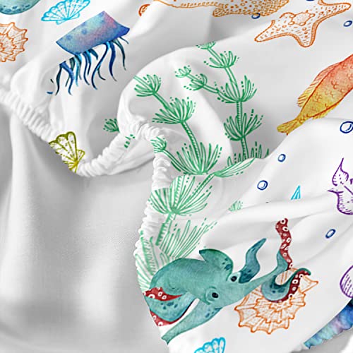 XYNHML Sea Turtle Fitted Sheet Tropical Fish Marine Life Bed Set Reptile Sea Animals Wildlife Bed Cover for Teens Adult Includes 1 Fitted Sheet,2 Pillowcases - Image 4