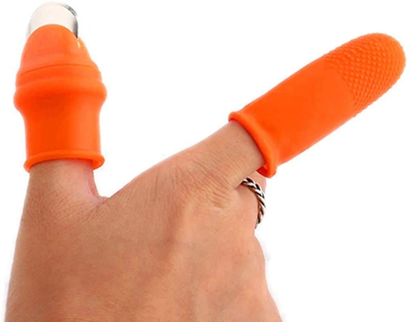 Getsocio GETSOCIO Thumb Knife Finger Cutter Kitchen Knife Set for Kitchen use Home appliances Kitchen Garlic Peeler for Kitchen Finger Thumb Cutter Pack of 1 Orange Silicone Stainless Steel  - Image 2