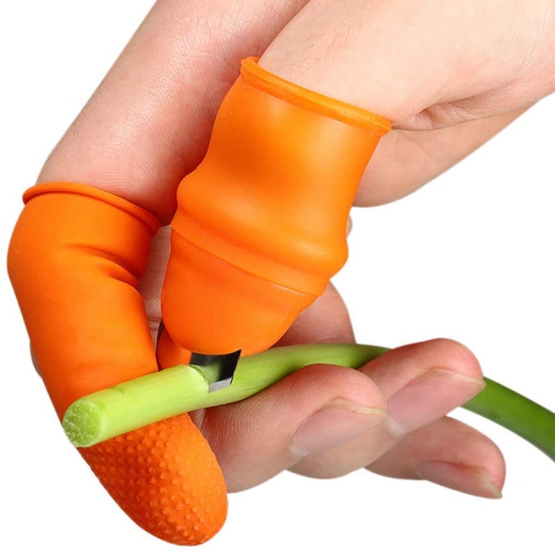 Getsocio GETSOCIO Thumb Knife Finger Cutter Kitchen Knife Set for Kitchen use Home appliances Kitchen Garlic Peeler for Kitchen Finger Thumb Cutter Pack of 1 Orange Silicone Stainless Steel  - Image 3
