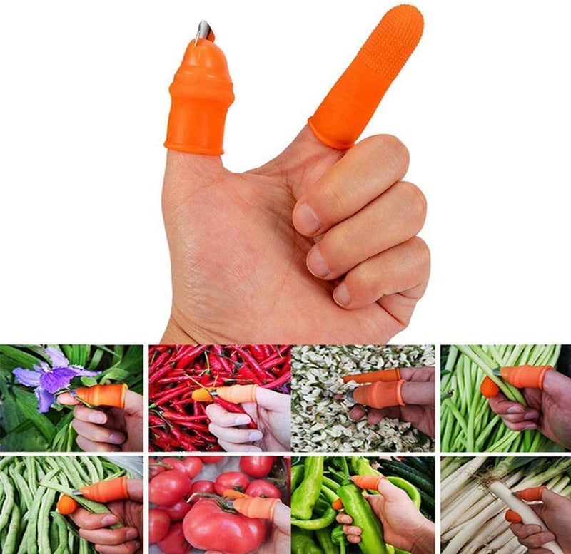 Getsocio GETSOCIO Thumb Knife Finger Cutter Kitchen Knife Set for Kitchen use Home appliances Kitchen Garlic Peeler for Kitchen Finger Thumb Cutter Pack of 1 Orange Silicone Stainless Steel  - Image 4
