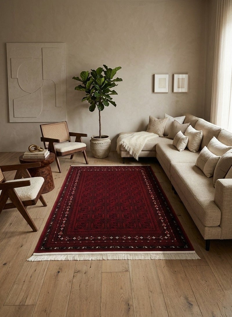سجادتي سجادة سدو تراثية من سجادتي بنمط عربي أصيل للمجالس والجلسات الخارجية والتخييم وديكور المنزل، لون أحمر مقاس 160×230 سم. - Image 1