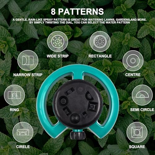 OUTO Garden Sprinkler 8 Spray Patterns Large Area Coverage Adjustable Water Pressure Sprayer for Watering Plants Park Outdoor Lawn Yard Irrigation System - Image 2