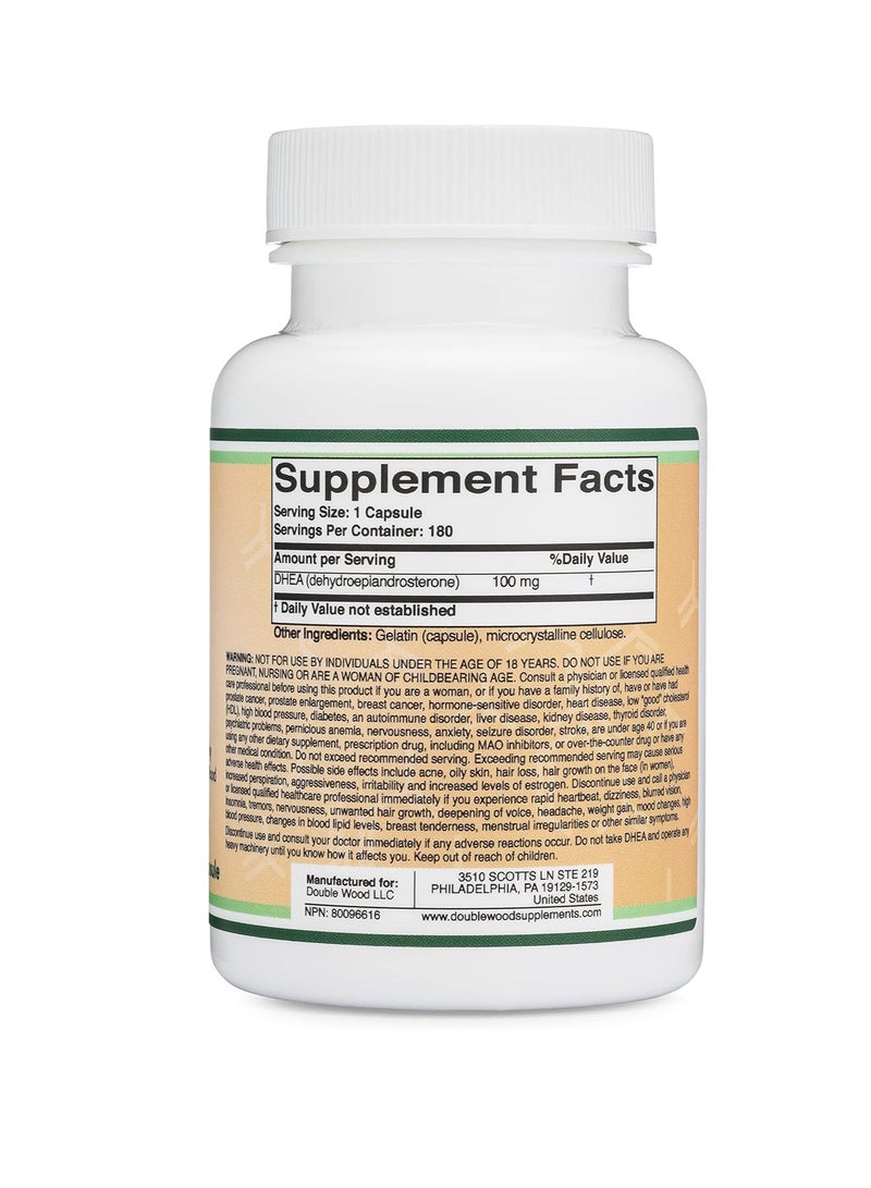 مكملات DHEA Max Strength 100 مجم لكل جرعة، 180 كبسولة - Image 3