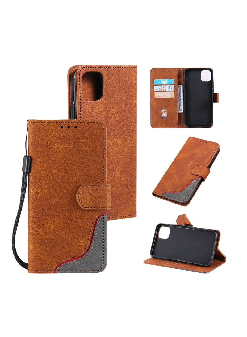 Suteni Color Block Flip Cover Leather Hidden Card Slots Phone Case for iPhone - Image 3