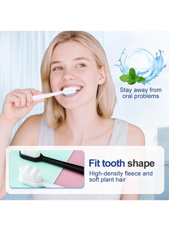4 Pieces Black 2025 Upgrade Extra Ultra Soft Manual Toothbrushes, Gentle Micro Fur Bristles, Deep Clean, Sensitive Gums Friendly for Adults - Image 5