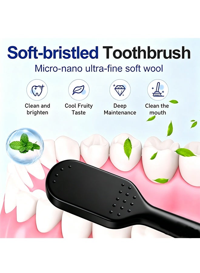 4 Pieces Black 2025 Upgrade Extra Ultra Soft Manual Toothbrushes, Gentle Micro Fur Bristles, Deep Clean, Sensitive Gums Friendly for Adults - Image 2