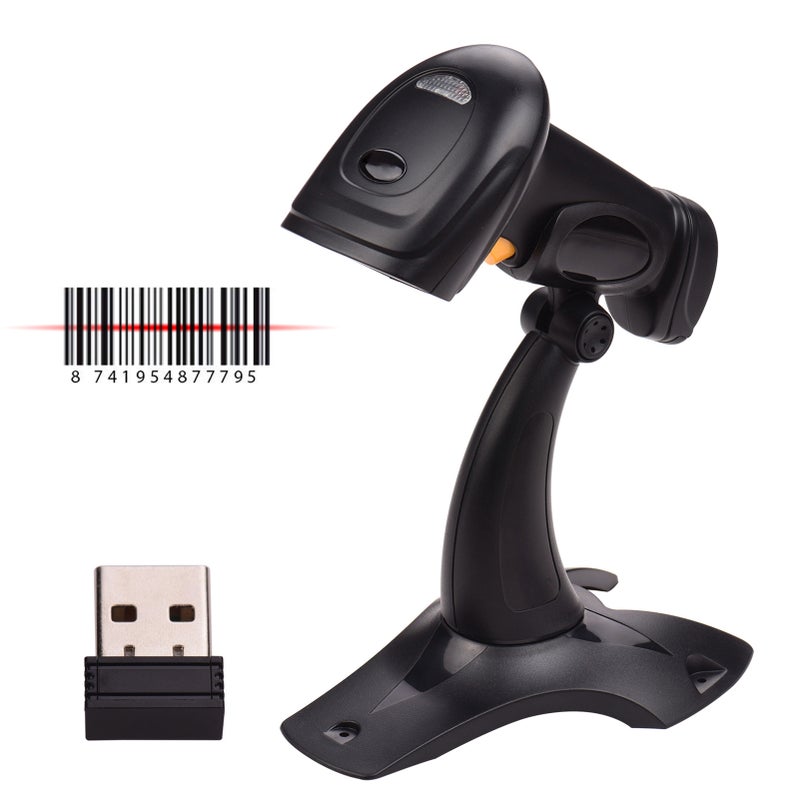 2.4G Wireless Handheld 1D Barcode Scanner Bar Code Reader with USB Cable Receiver Bracket Compatible with Linux Android MacOS Windows - Image 1