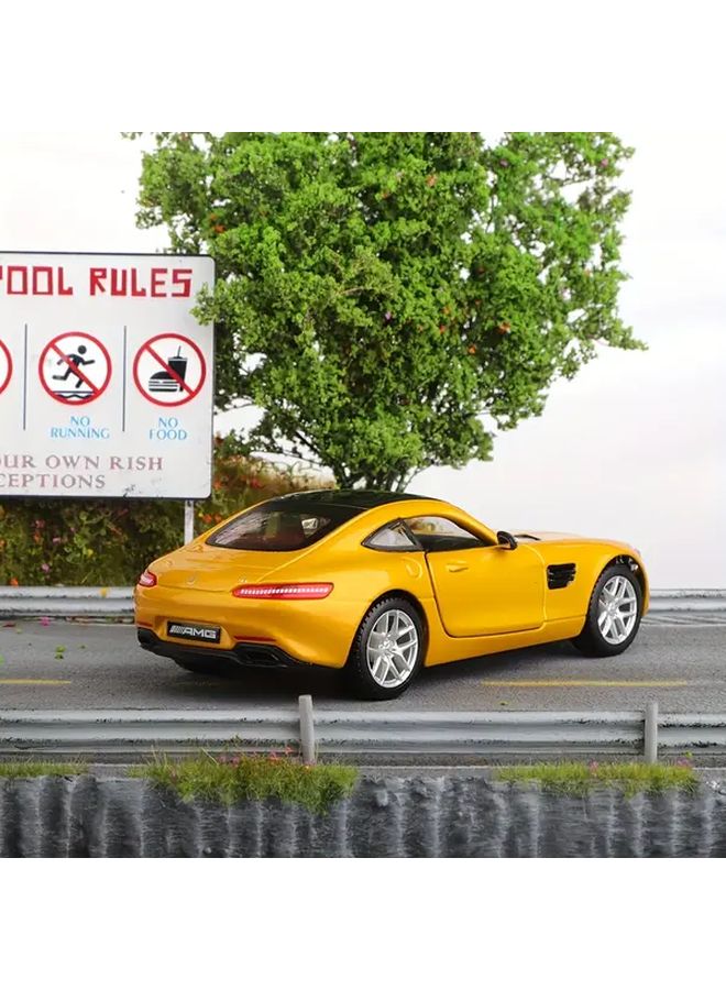 BURAGO Mercedes AMG GT Yellow 1 32 Scale Diecast Car Model Push Action Zinc Alloy - Image 5