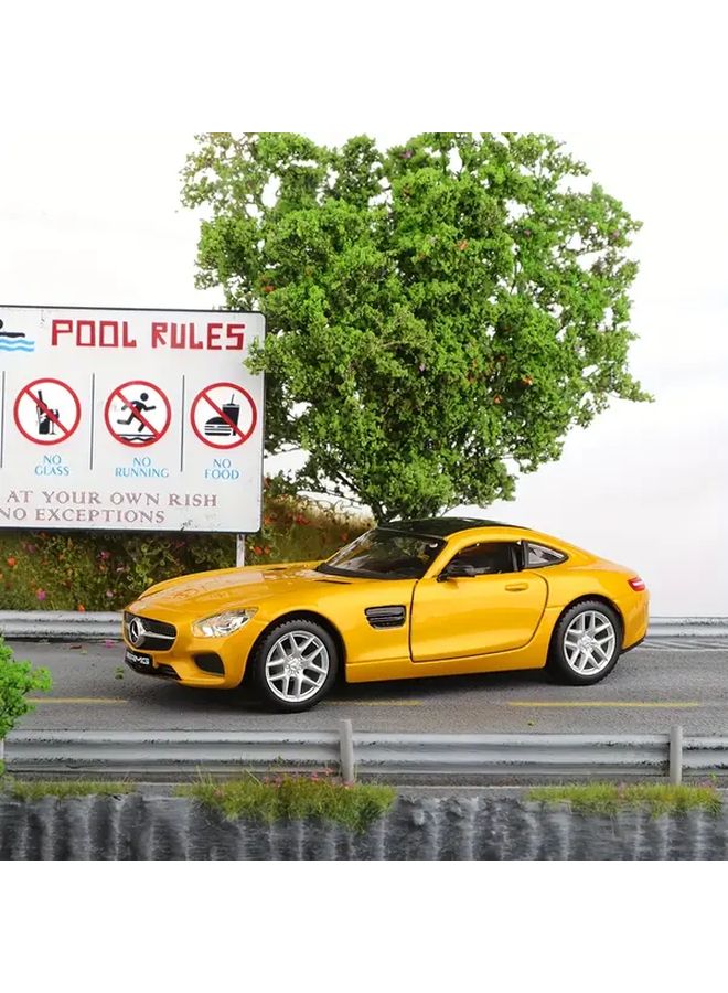 BURAGO Mercedes AMG GT Yellow 1 32 Scale Diecast Car Model Push Action Zinc Alloy - Image 1