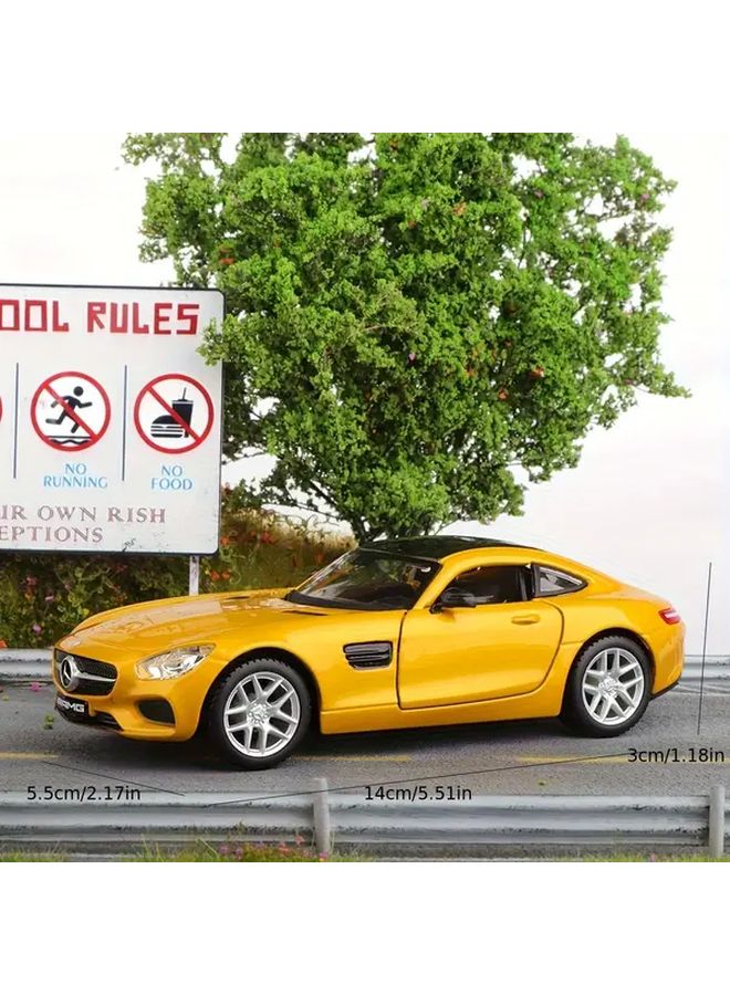 BURAGO Mercedes AMG GT Yellow 1 32 Scale Diecast Car Model Push Action Zinc Alloy - Image 3