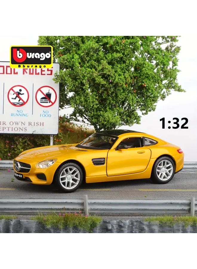BURAGO Mercedes AMG GT Yellow 1 32 Scale Diecast Car Model Push Action Zinc Alloy - Image 2