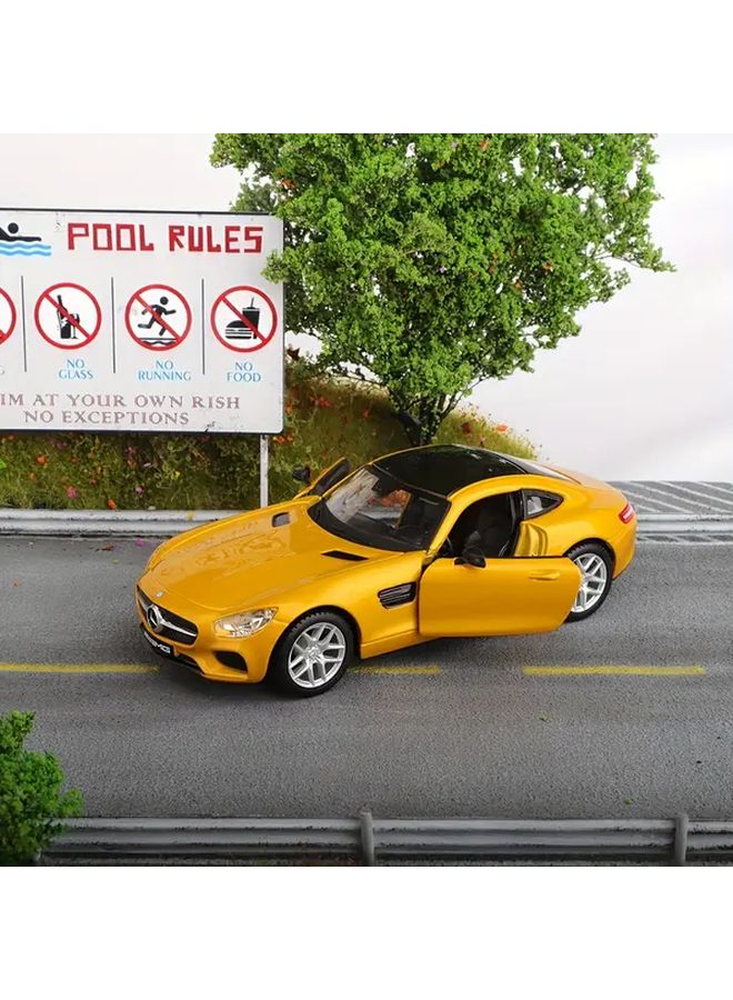 BURAGO Mercedes AMG GT Yellow 1 32 Scale Diecast Car Model Push Action Zinc Alloy - Image 4
