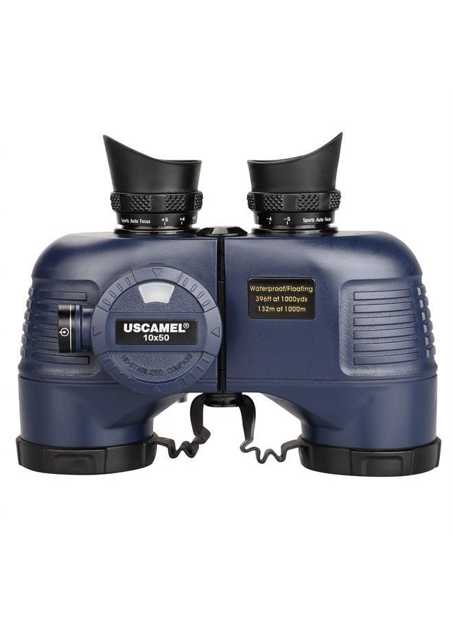 USCAMEL 10x50 Marine Binoculars for Adults, Waterproof Binoculars with Rangefinder Compass，BAK4 Prism FMC Lens Binoculars with Tripod Adapter for Navigation Bird Watching Hunting  - Image 1