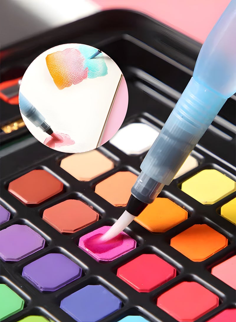 GROIC Watercolor Paint Set, 48 Vivid Colors in Pocket Box,Watercolor Pan Set with Nylon Brushes and Watercolor Paper,Painting Set - Image 4