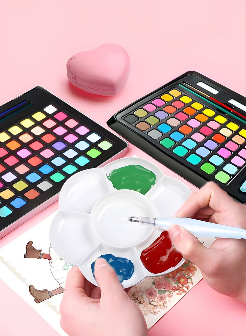 GROIC Watercolor Paint Set, 48 Vivid Colors in Pocket Box,Watercolor Pan Set with Nylon Brushes and Watercolor Paper,Painting Set - Image 2