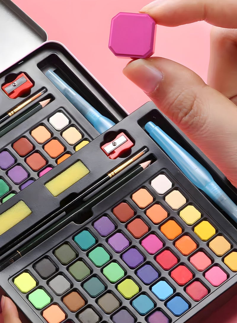 GROIC Watercolor Paint Set, 48 Vivid Colors in Pocket Box,Watercolor Pan Set with Nylon Brushes and Watercolor Paper,Painting Set - Image 3