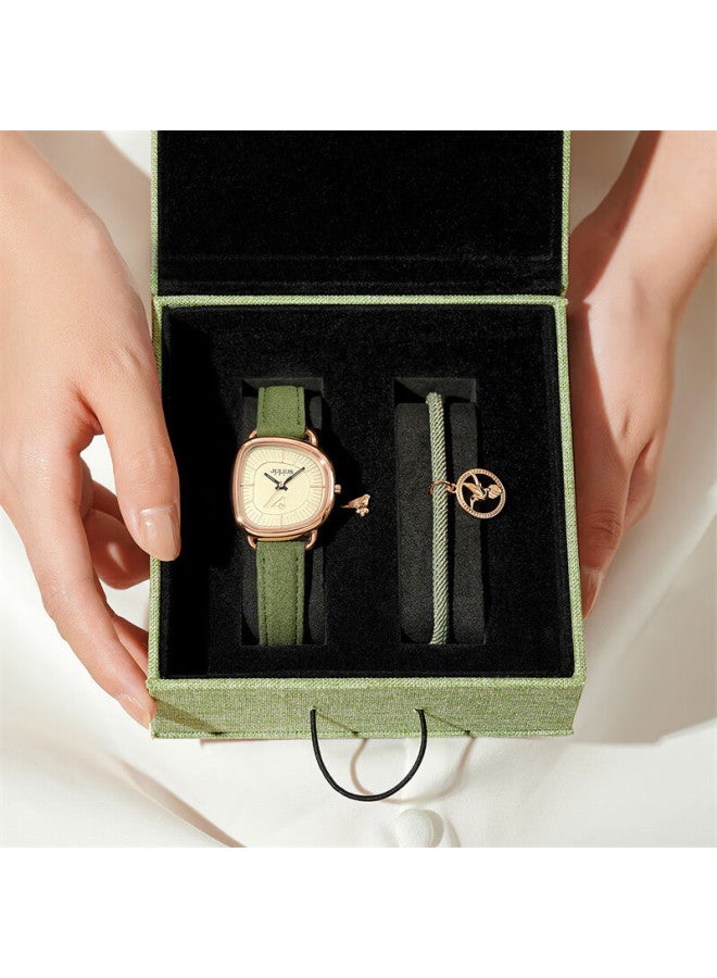 Julius Women's Watch Sparrow Liguang Chunhua Co-branded Elegant Student Versatile Quartz Ladies Watch Grass Green Ja-1436a - Image 5