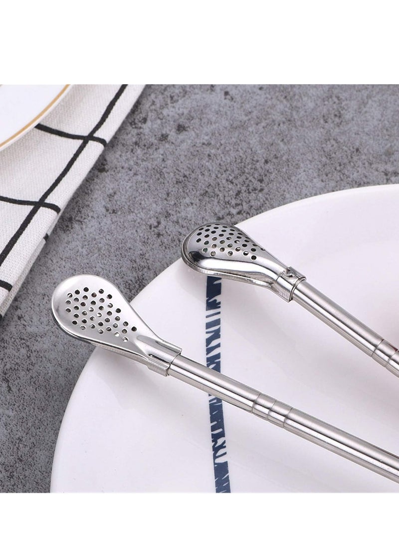 إسكدنيا 6 عبوات ملاعق من الفولاذ المقاوم للصدأ قابلة لإعادة الاستخدام مع فلتر وفرشاة تنظيف آمنة للغسل في غسالة الأطباق - Image 2