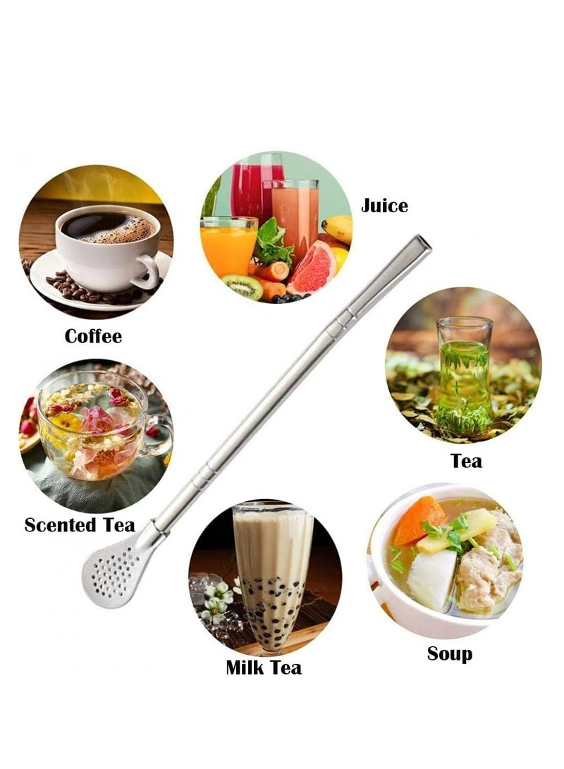 إسكدنيا 6 عبوات ملاعق من الفولاذ المقاوم للصدأ قابلة لإعادة الاستخدام مع فلتر وفرشاة تنظيف آمنة للغسل في غسالة الأطباق - Image 3