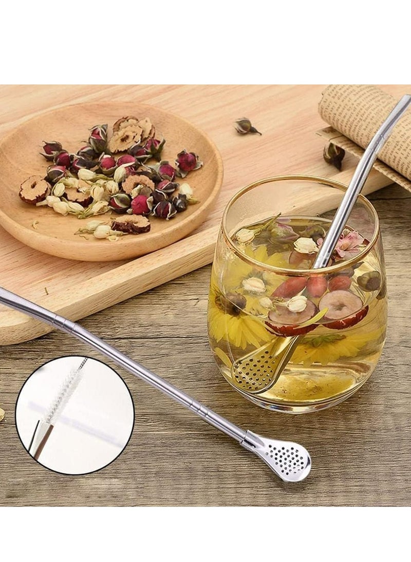 إسكدنيا 6 عبوات ملاعق من الفولاذ المقاوم للصدأ قابلة لإعادة الاستخدام مع فلتر وفرشاة تنظيف آمنة للغسل في غسالة الأطباق - Image 4