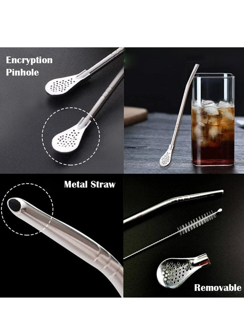 إسكدنيا 6 عبوات ملاعق من الفولاذ المقاوم للصدأ قابلة لإعادة الاستخدام مع فلتر وفرشاة تنظيف آمنة للغسل في غسالة الأطباق - Image 5