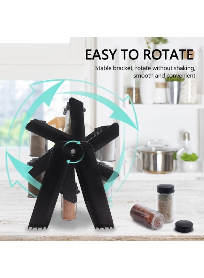 إي وورلد منظم توابل دوّار يحتوي على 18 عبوة توابل | رف دوّار بزاوية 360° مع عبوات شفافة | منظم توابل موفّر للمساحة لسطح المطبخ - Image 4