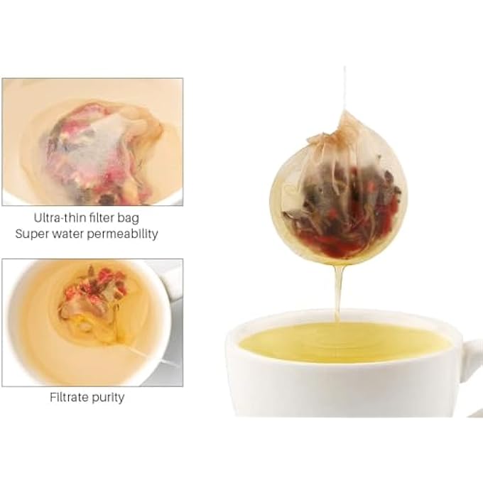 كيلا أكياس شاي 300 قطعة أكياس شاي فارغة للاستخدام مرة واحدة مزودة برباط وأكياس شاي مصنوعة من مواد طبيعية لشاي الأعشاب ذات الأوراق السائبة - Image 3