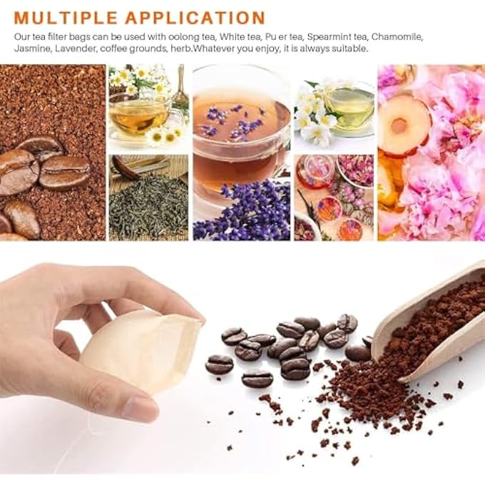 كيلا أكياس شاي 300 قطعة أكياس شاي فارغة للاستخدام مرة واحدة مزودة برباط وأكياس شاي مصنوعة من مواد طبيعية لشاي الأعشاب ذات الأوراق السائبة - Image 5