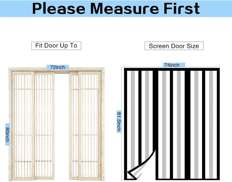 Sanjianker Insulated Door Curtain, Magnetic Thermal Door Cover Screen Door Self-Closing Privacy Magnetic Screen Door Hands Free for Patio, Kitchen, Bedroom, Air Conditioner Room, Fits Doors up to 72" x 80",Black - Image 2