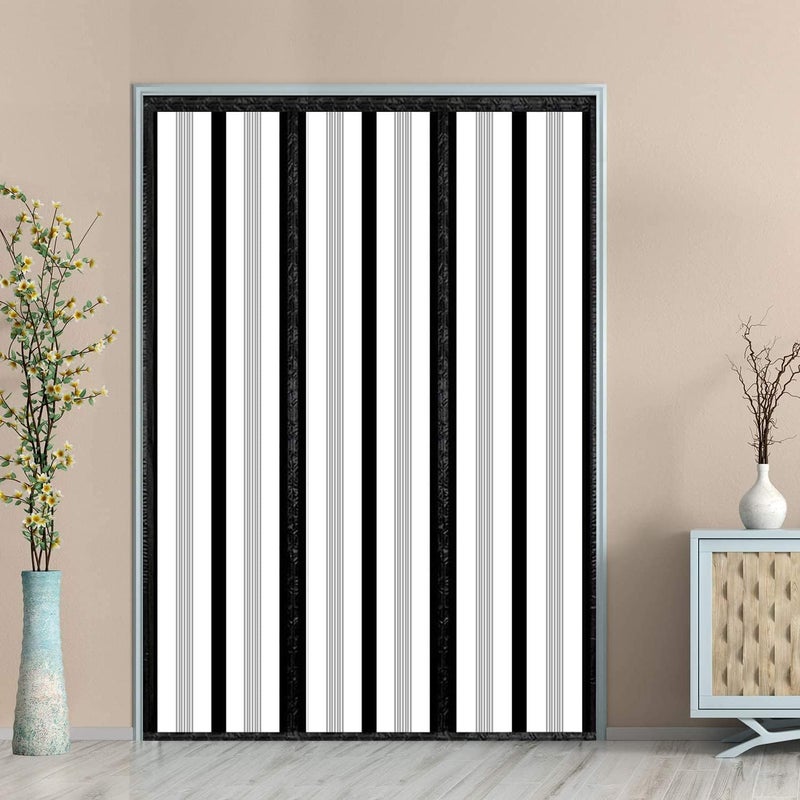 Sanjianker Insulated Door Curtain, Magnetic Thermal Door Cover Screen Door Self-Closing Privacy Magnetic Screen Door Hands Free for Patio, Kitchen, Bedroom, Air Conditioner Room, Fits Doors up to 72" x 80",Black - Image 1