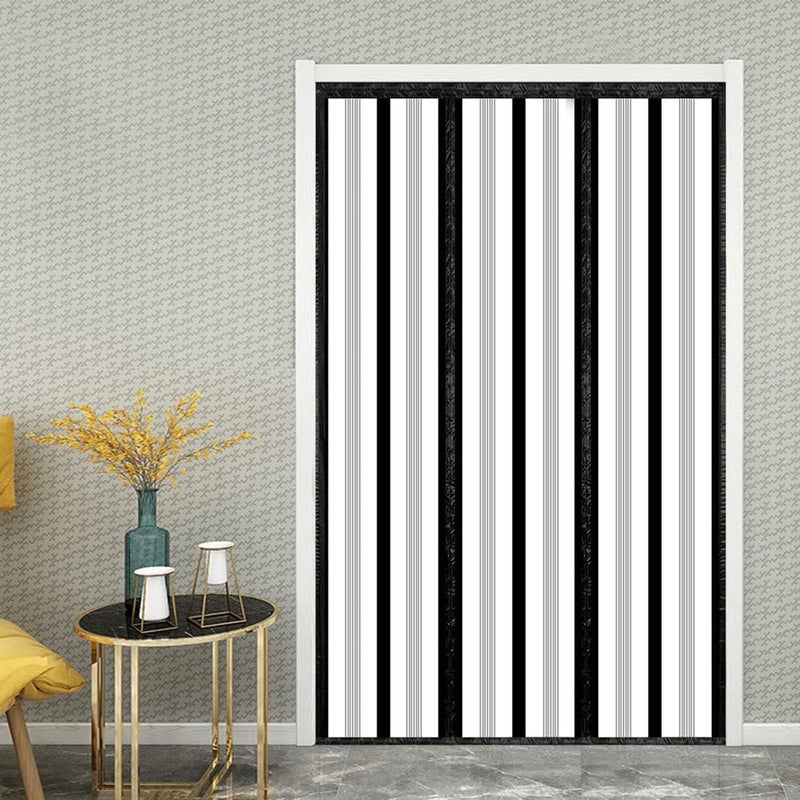 Sanjianker Insulated Door Curtain, Magnetic Thermal Door Cover Screen Door Self-Closing Privacy Magnetic Screen Door Hands Free for Patio, Kitchen, Bedroom, Air Conditioner Room, Fits Doors up to 72" x 80",Black - Image 4