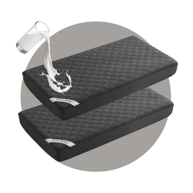 BEDLORE Waterproof Mattress Protector Crib 2 Pack Soft Gray Mattress Pad Noiseless Machine Washable Mattress Cover Ultimate Protection for Your Babys Crib Toddler Bed 52x28
