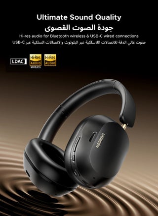 Bluetooth Headphones Hitune Max 5C, Adaptive Noise Cancelling Over-ear Headsets, Truewireless Headphones 75H Playtime , Foldable Retractable Ergonomics Headset For iPhone 16/15 series, Galaxy S25 S24 Black - view 3