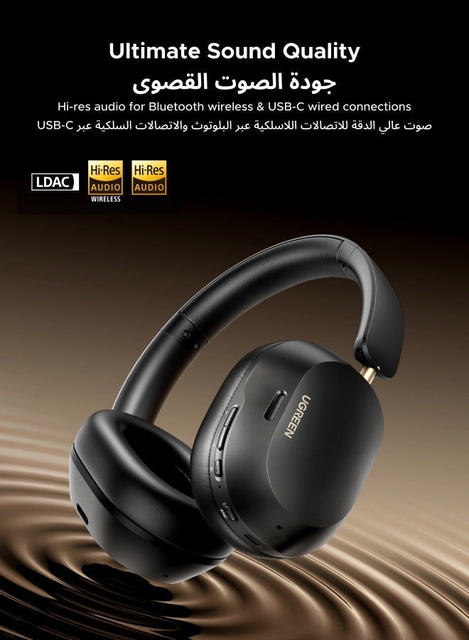 Ugreen Wireless Bluetooth Headphones Hitune Max 5C, Adaptive Noise Cancelling Over-ear Headsets, Truewireless Headphones 75H Playtime, Foldable Retractable Headset For iPhone 17/16 series, Galaxy S26 S25 FiFA Watching Black - Image 4