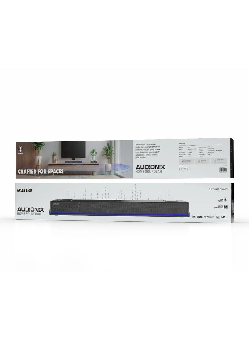 GREEN LION Audionix Home Soundbar with Bluetooth V5.0 / 10 m Transmission Range/ Sound Audio with Speaker / Sound Bar Power 120W / Multi Input Ports /FM radio /Home Theater / Remote Control / Low Distorion- Black - Image 4