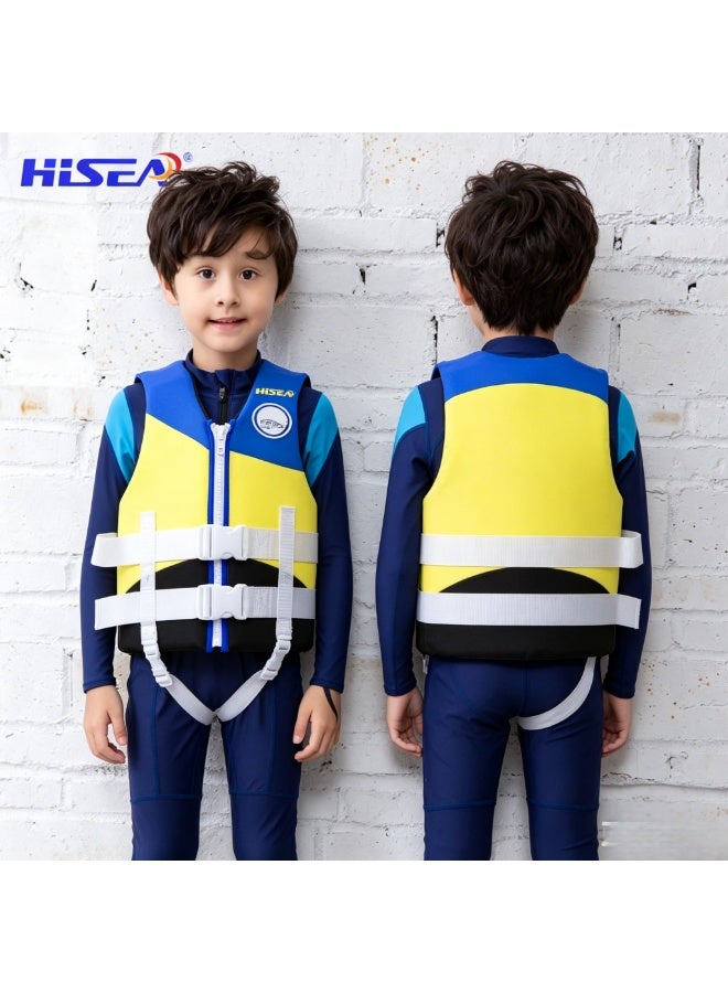 Hisea Children's Professional High Buoyancy Life Jackets Blue And yellow - Image 4