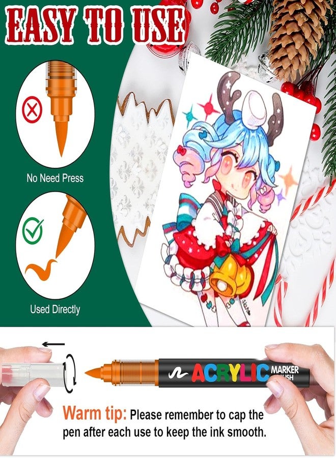 Woleebee Acrylic Paint Markers Set (12 Colors) – Brush Tip Water-Based Paint Pens with Direct Ink System for Rock Painting, Canvas, Glass, Wood, Fabric & DIY Art Crafts - Image 4