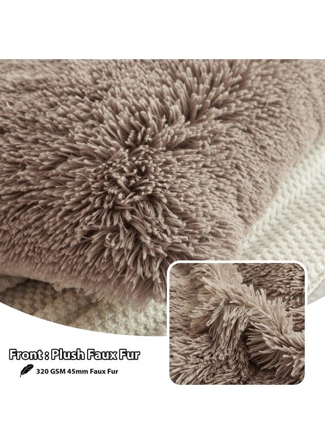 LIFEREVO 2 Pack Faux Fur Pillow Shams,Shaggy Plush Home Decorative Luxury Series Super Soft Furry Pillow Case with Zipper Closure for Home Sofa Couch Decoration,Standard Size(Khaki,20"x26") - Image 3
