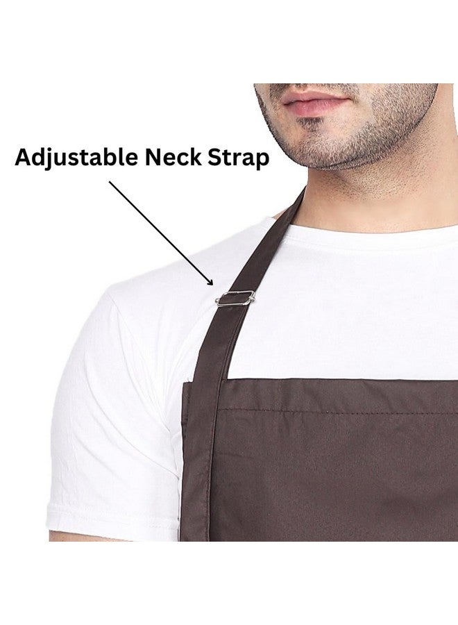 MAKSTILE مئزر MAKSTILE المقاوم للماء والغبار لغسل الصحون والطهي وتجميل الكلاب والبستنة وغسل السيارات والعمل في المختبر والمطاعم والاستخدام الصناعي | للجنسين | لون بني ومارون | عبوة من 2 - Image 2