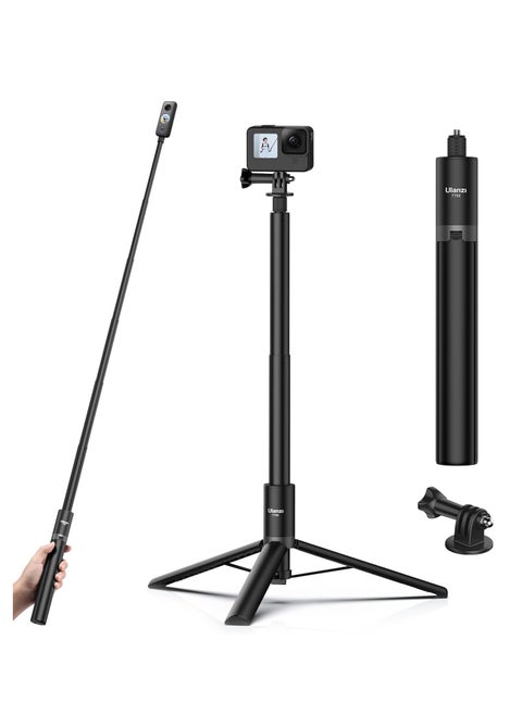150cm Invisible Selfie Stick Tripod for Insta360 X5/ X4/GO 3/X3/ONE RS/ONE X2/ONE X/GO 2/ONE R/ONE, ULANZI TT52 Extension Pole Adjustable Handle Grip for GoPro DJI Insta 360 and More